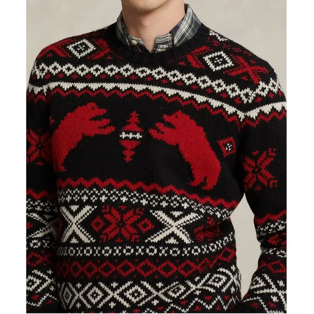 Polo Ralph Lauren  Men's Polar Bear Fair Isle Wool Sweater size M
